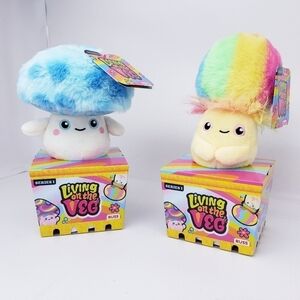 LOT of 2 Living on the Veg TJ & Quinn stuffed plush mushroom